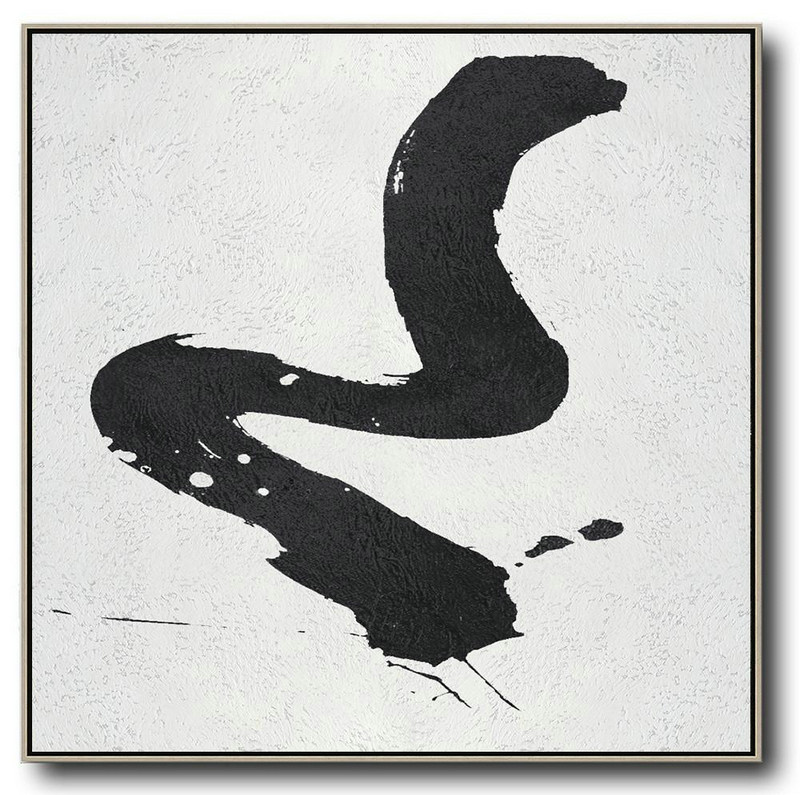 Large Abstract Art,Oversized Minimal Black And White Painting - Contemporary Art Canvas Painting